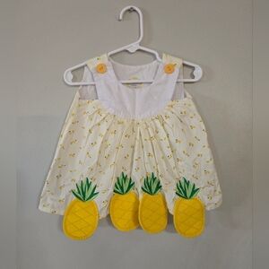 Adorable Boutique Pineapple Baby Dress And Bloomers, Heirloom Baby Collection
